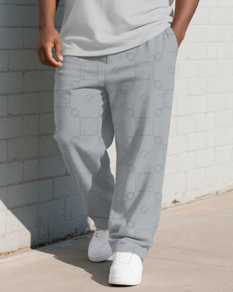 Big & Tall Gray Gradient Geometric Vest Pants Set for big men view 3