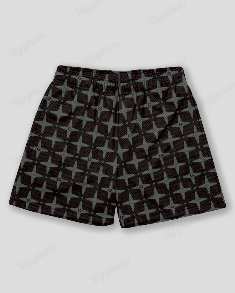 Big & Tall Black Geometric Graphic Athletic Shorts for big men