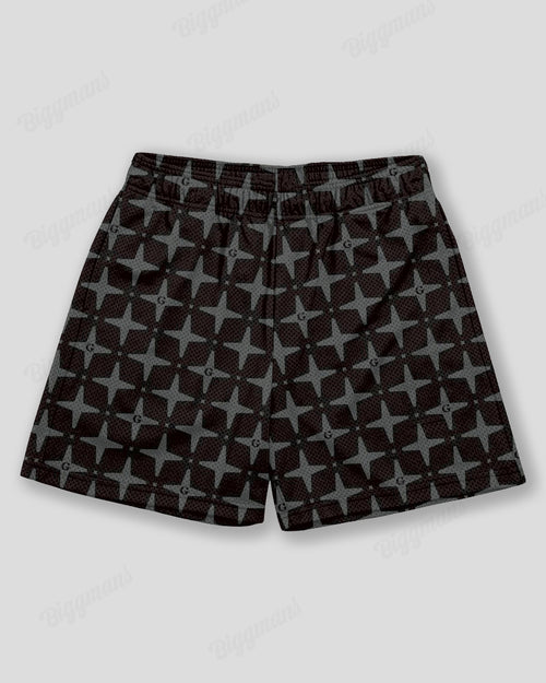 Big & Tall Black Geometric Graphic Athletic Shorts for big men