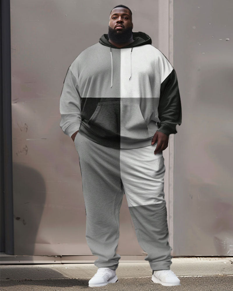 Big & Tall Black Gray Hoodie Sweatpants Set for big men view 1