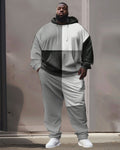Big & Tall Black Gray Hoodie Sweatpants Set for big men view 1