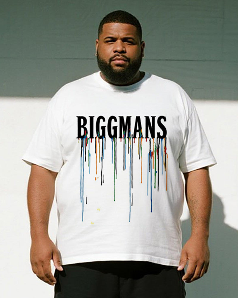 Big & Tall Graphic Graffiti T-Shirt Shorts Set for big men view 2
