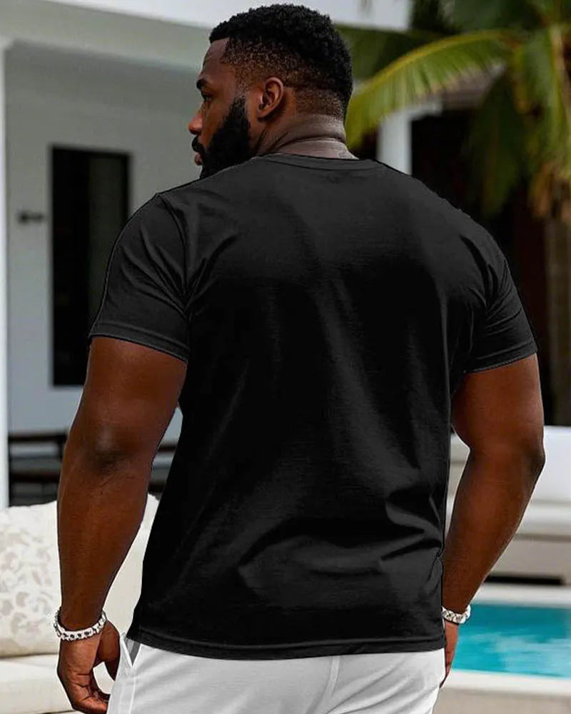 Big & Tall Black Hawaiian Graphic T-Shirt for big men view 3