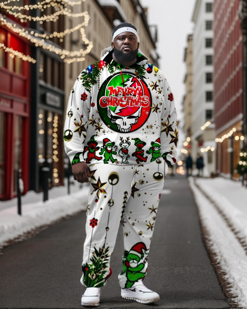 Big & Tall Skull Hoodie Sweatpants Set for big men view 1