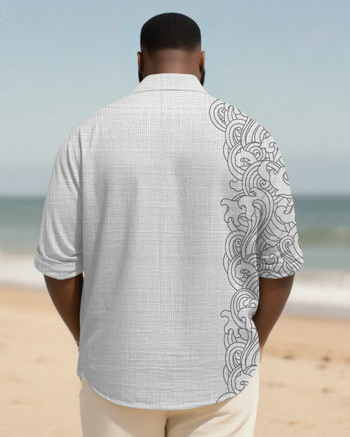Big & Tall Graphic Patchwork Long Sleeve Shirt for big men view 2