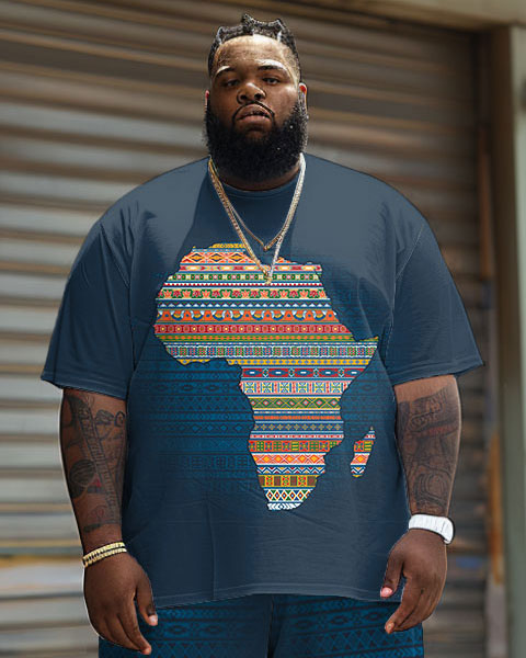 Big & Tall Black Juneteenth T-Shirt Shorts Set for big men view 2