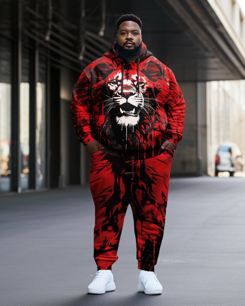 Big & Tall Graffiti Vintage Hoodie Sweatpants Set for big men view 1