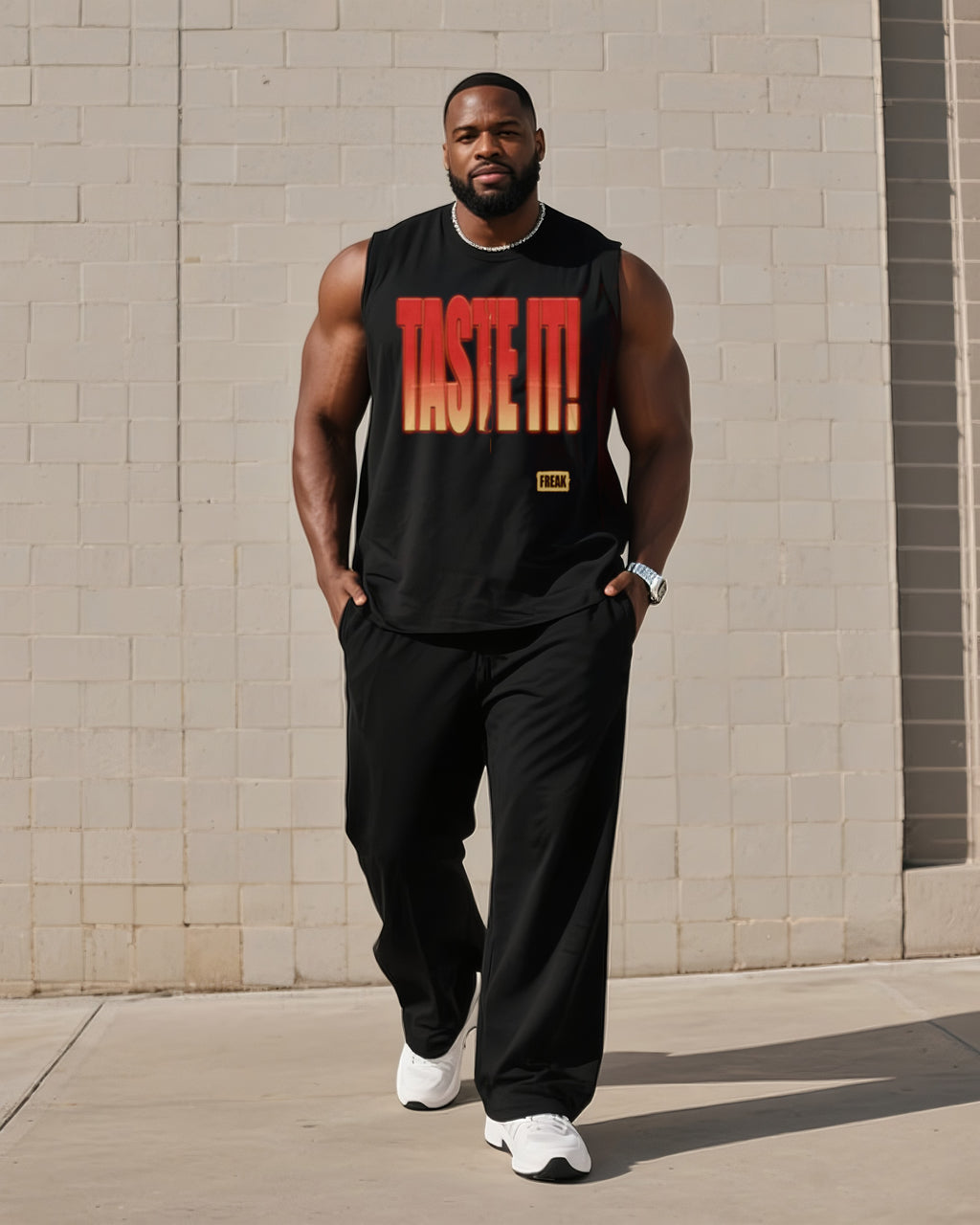 Big & Tall Gradient Graphic Vest Pants Set for big men view 1