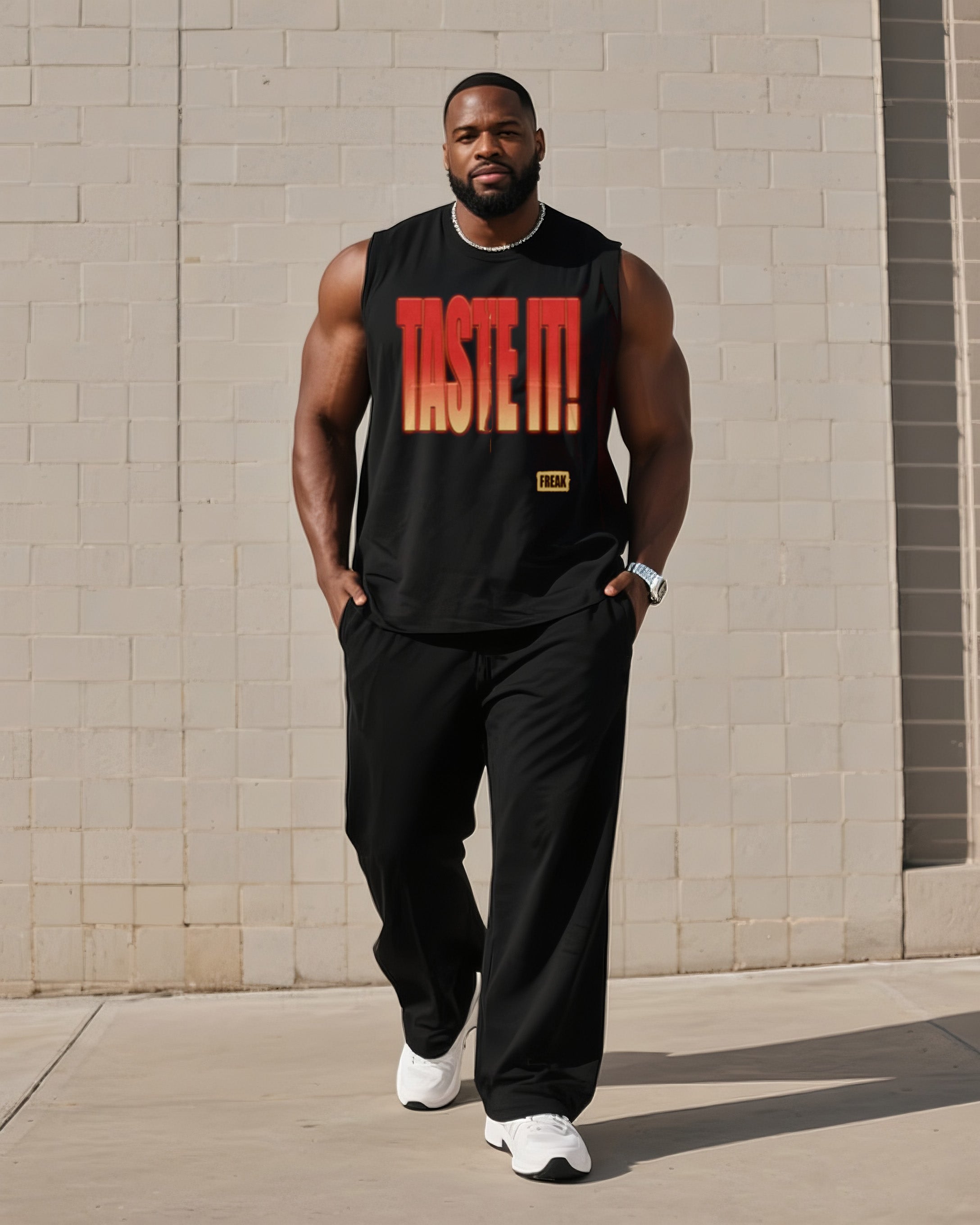 Big & Tall Gradient Graphic Vest Pants Set for big men view 1