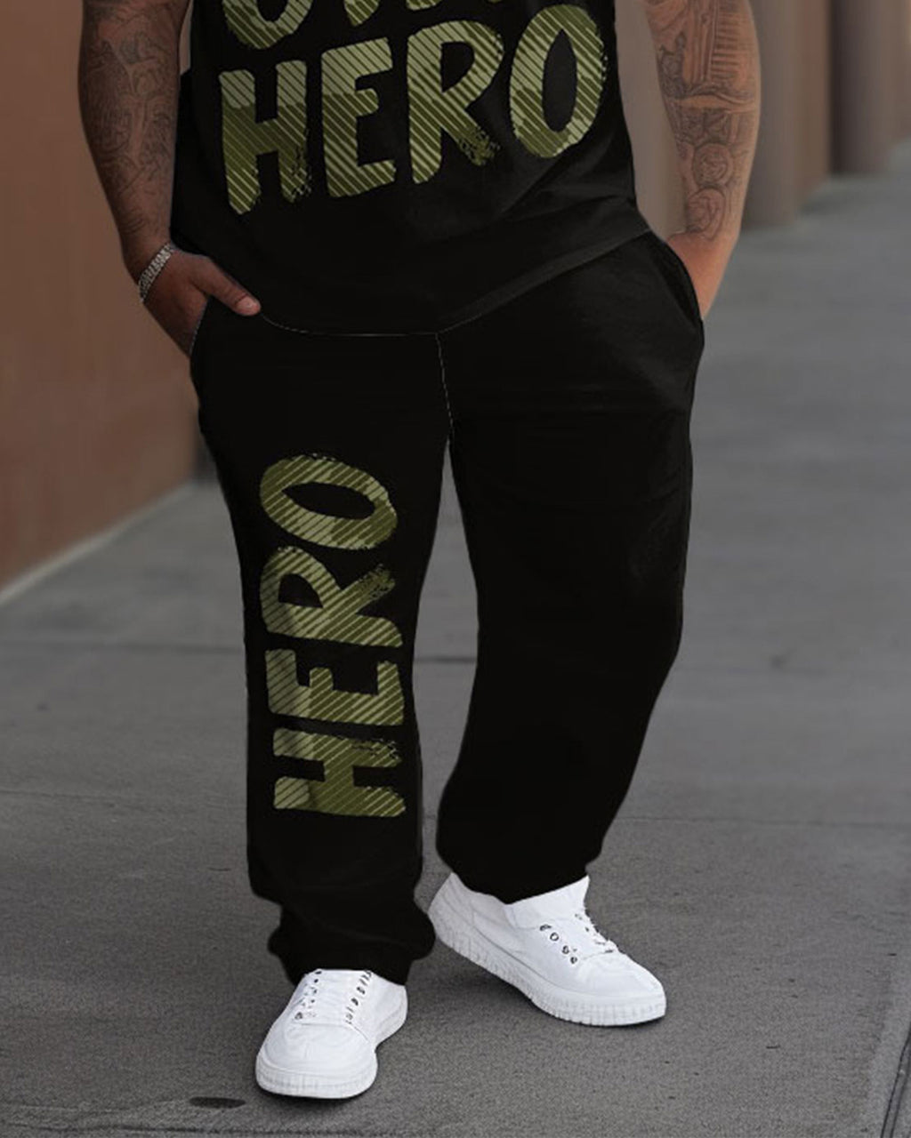Big & Tall Graphic T-Shirt Pants Set for big men view 3