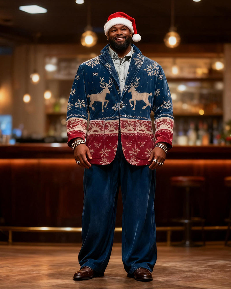 Big & Tall Blue Red Graphic Two-piece Set for big men view 1