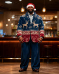 Big & Tall Blue Red Graphic Two-piece Set for big men view 1