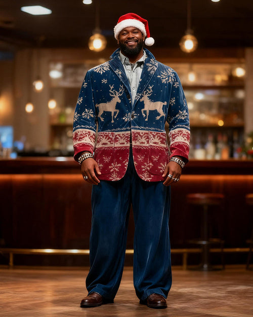 Big & Tall Blue Red Graphic Two-piece Set for big men view 1