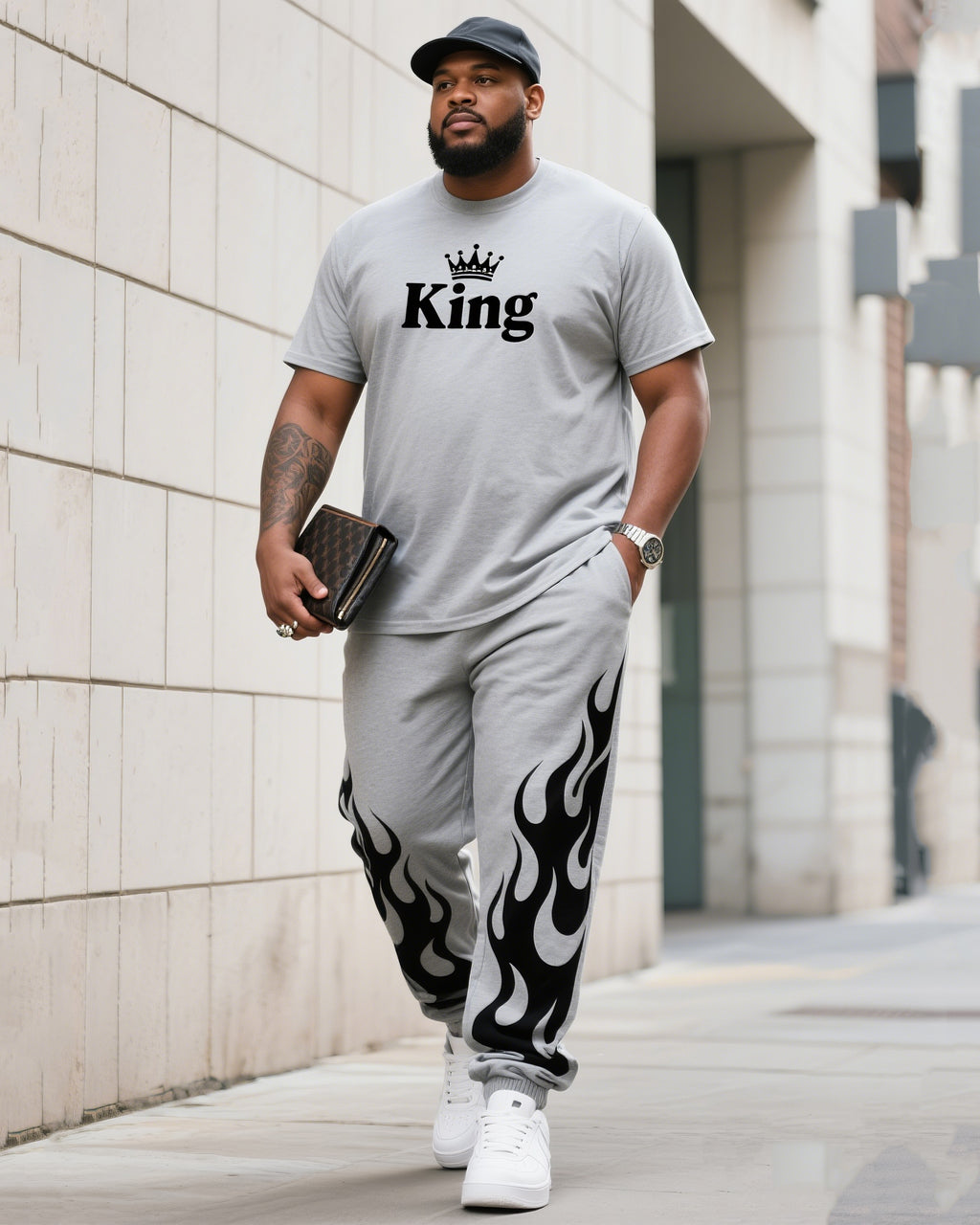 Big & Tall Graphic Streetwear T-Shirt Pants Set for big men view 1