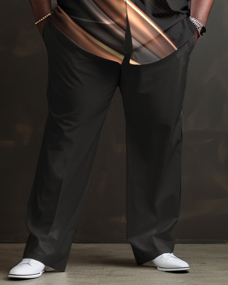Big & Tall Black Gradient Shirt Pants Set for big men view 3