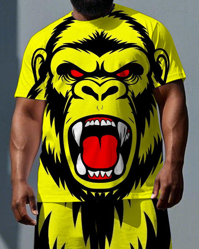 Big & Tall Streetwear T-Shirt Shorts Set for big men view 2