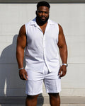 Big & Tall Solid Color T-Shirt Shorts Set for big men view 1