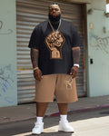 Big & Tall Black Juneteenth T-Shirt Shorts Set for big men view 1
