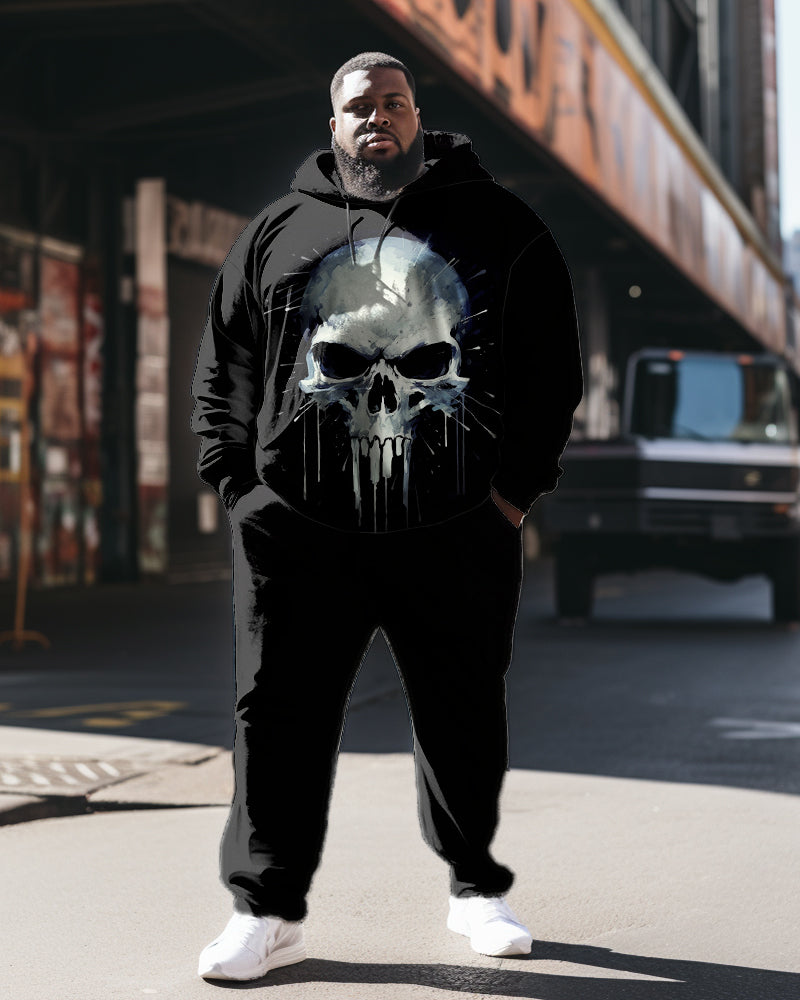 Big & Tall Graffiti Skull Hoodie Sweatpants Set for big men view 1