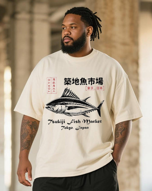 Big & Tall Graphic Streetwear T-Shirt Shorts Set for big men view 2