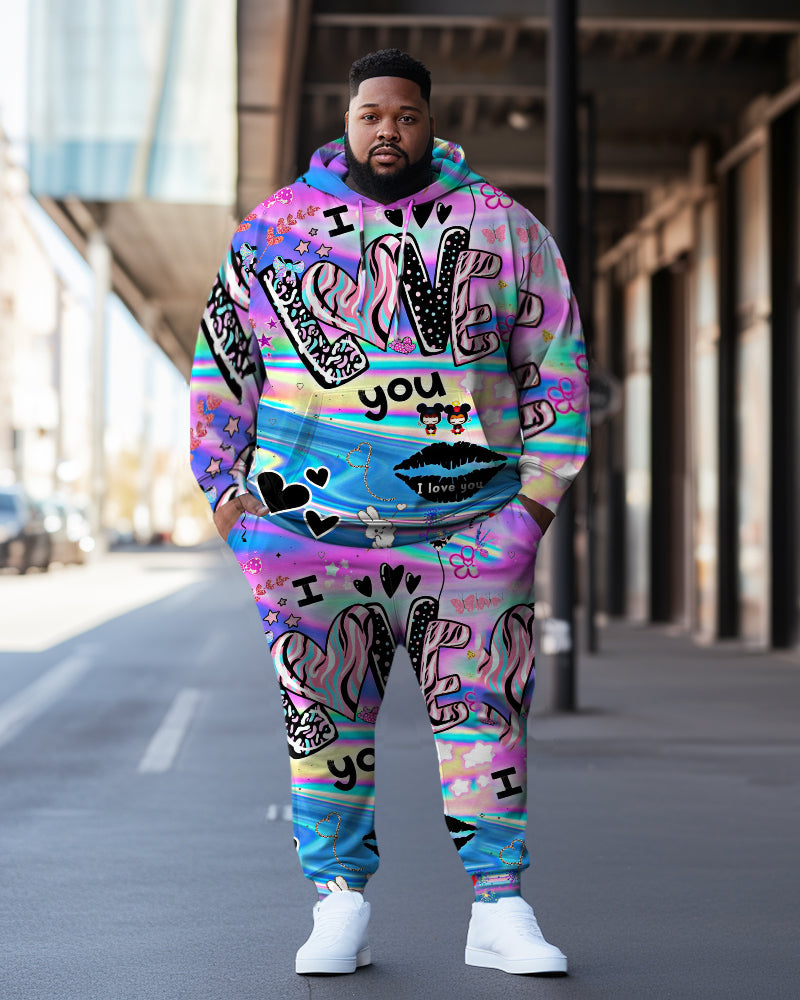 Big & Tall Graphic Hoodie Sweatpants Set for big men view 1