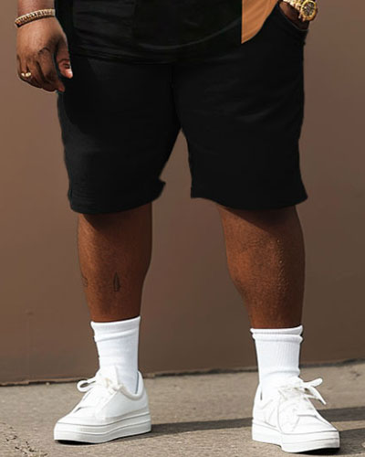 Big & Tall Colorblock Graphic T-Shirt Shorts Set for big men view 4