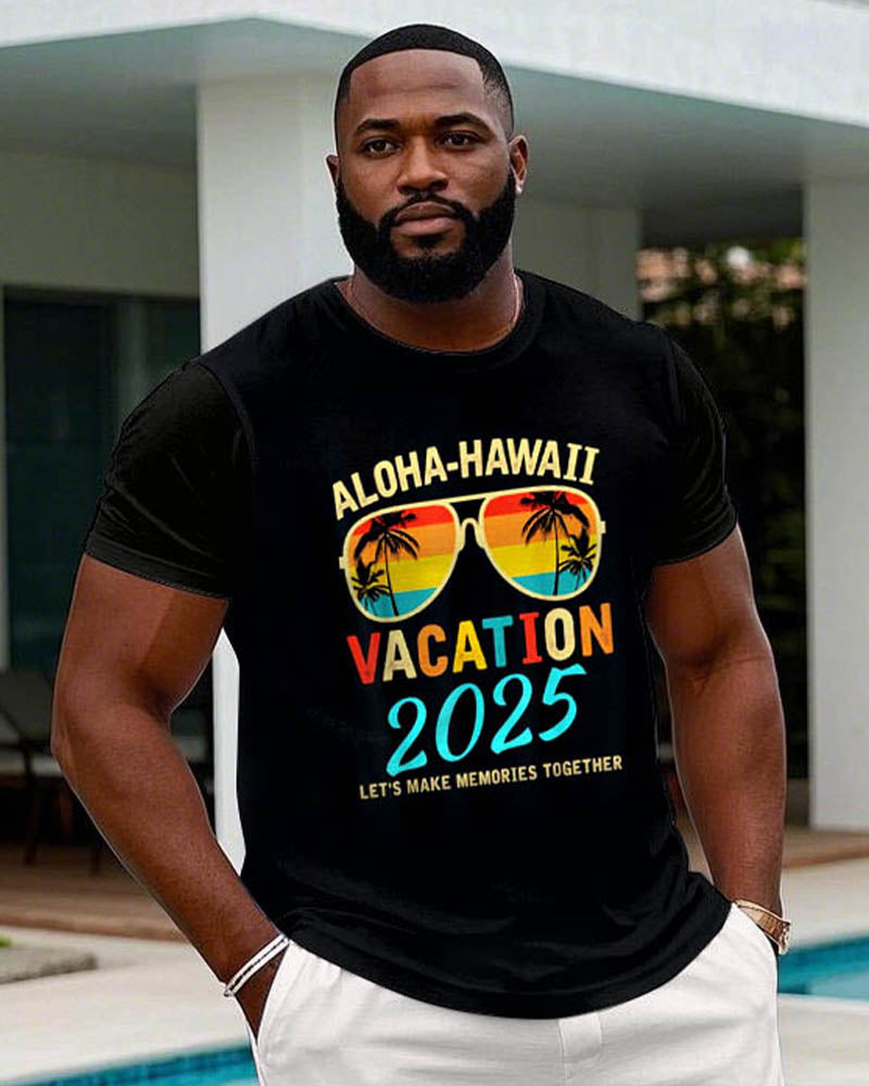 Big & Tall Black Hawaiian Graphic T-Shirt for big men view 1