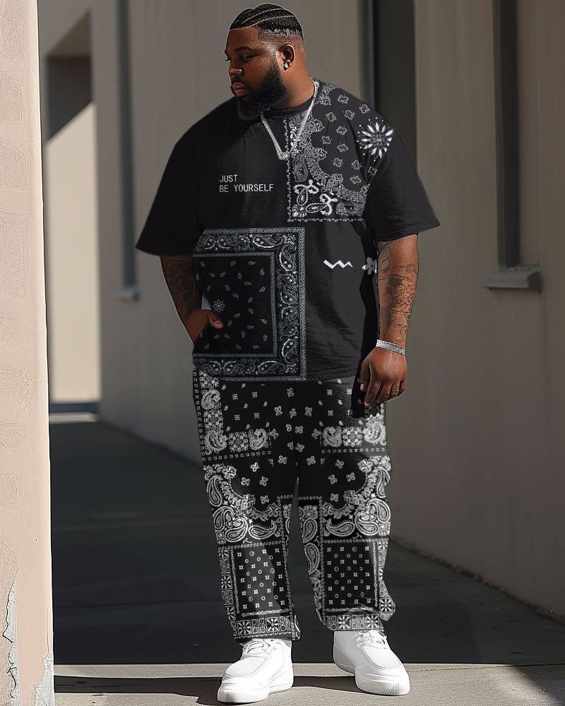 Big & Tall Graphic Athletic T-Shirt Pants Set for big men view 1