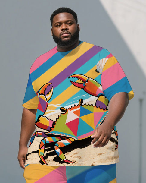 Big & Tall Striped T-Shirt Pants Set for big men view 2