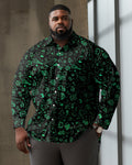 Big & Tall Green Graphic Shirt Pants Set for big men