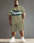 Big & Tall Green Graphic Camouflage Two-piece Set for big men view 2