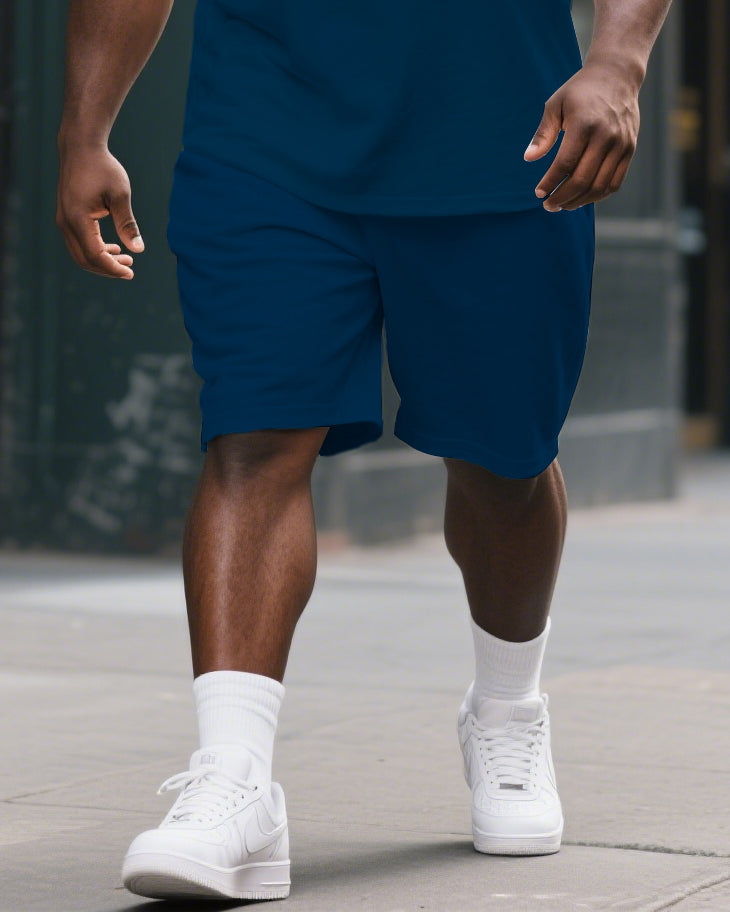 Big & Tall Graphic Streetwear T-Shirt Shorts Set for big men view 3