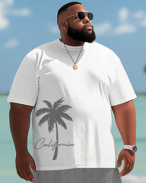 Big & Tall Hawaiian Tropical T-Shirt Shorts Set for big men view 3