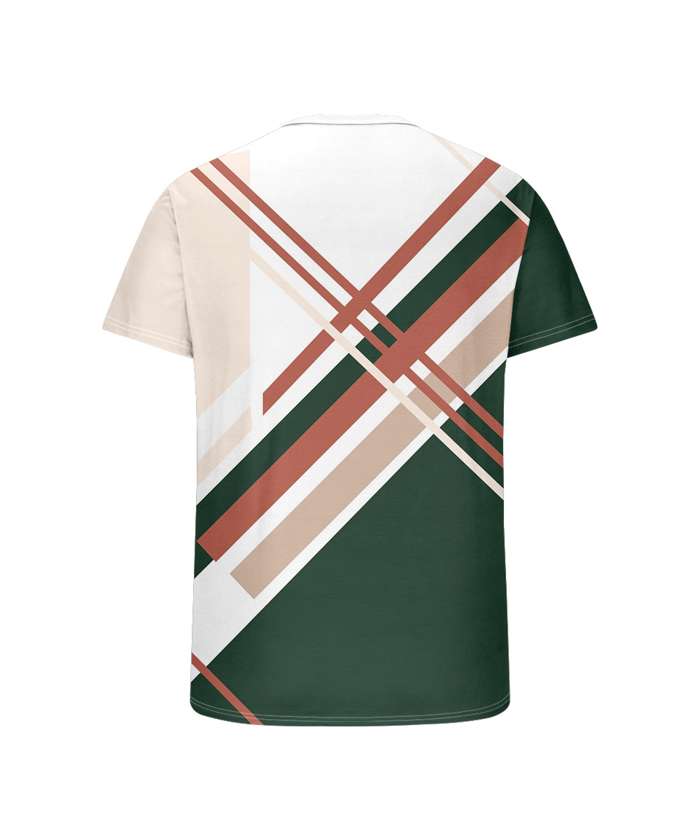 Big & Tall Green Geometric Striped T-Shirt for big men view 5