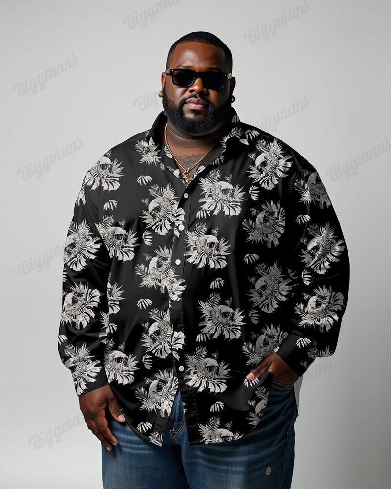 Big & Tall Skull Long Sleeve Shirt for big men view 1