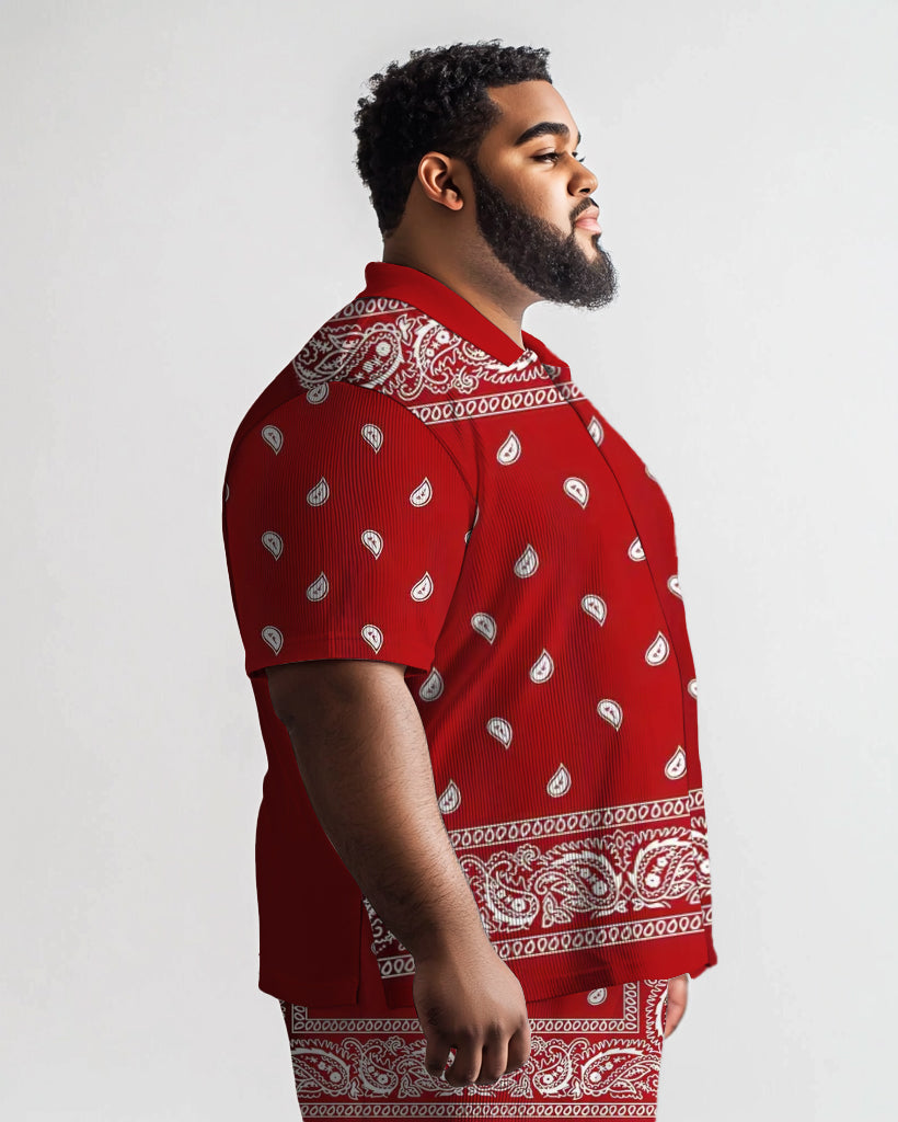 Big & Tall Graphic Floral Vintage T-Shirt Shorts Set for big men view 3