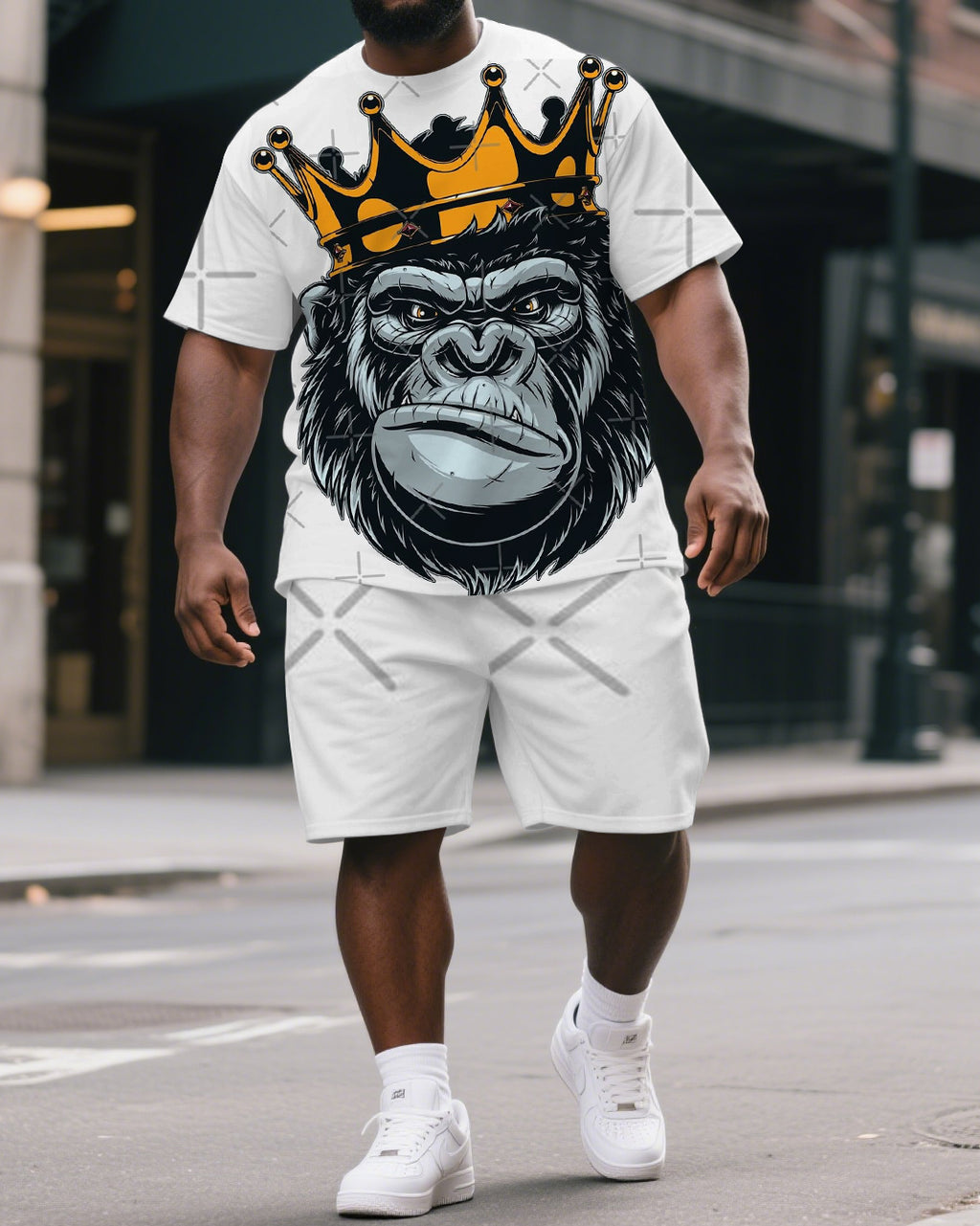 Big & Tall Graphic T-Shirt Shorts Set for big men view 1