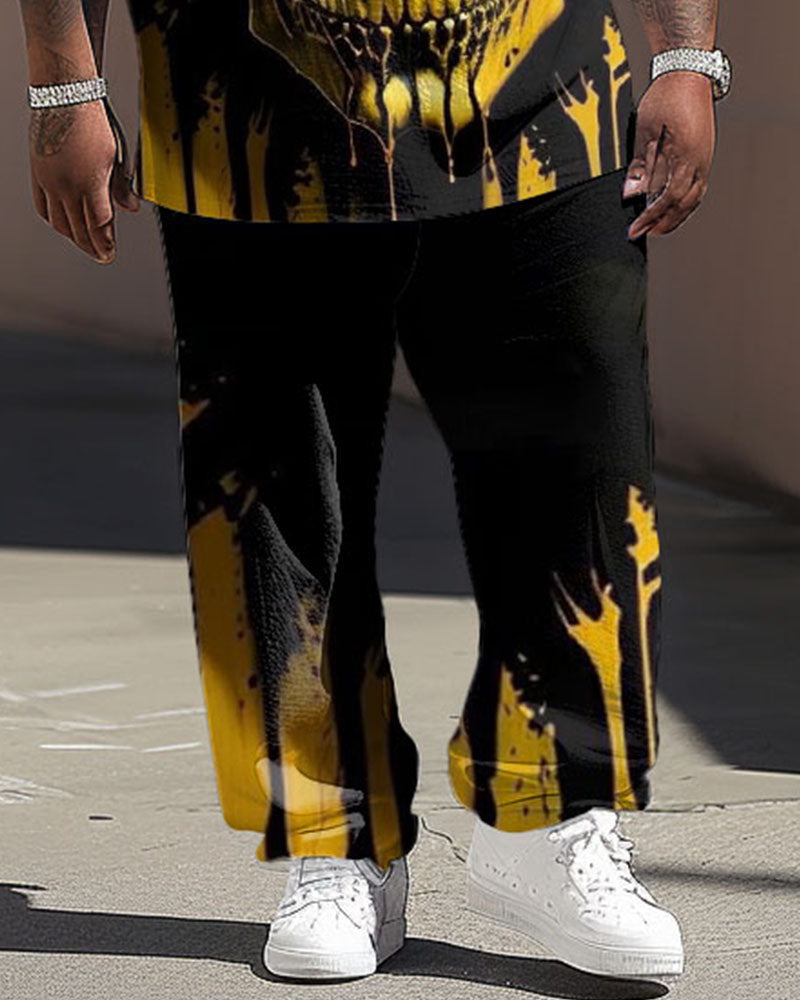 Big & Tall Graphic Streetwear Skull T-Shirt Pants Set for big men view 3