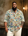 Big & Tall Green Plaid Graphic Long Sleeve Shirt for big men view 1