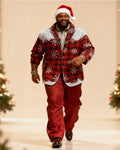 Big & Tall Black Red Plaid Two-piece Set for big men view 1
