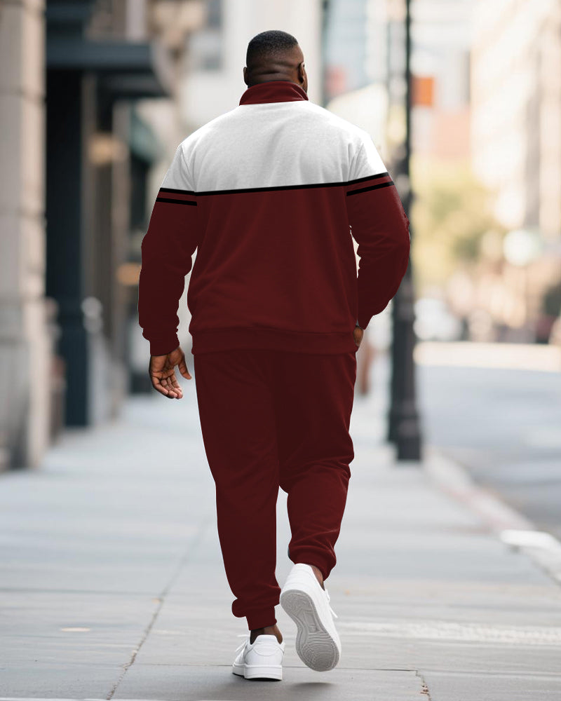 Big & Tall Red Striped Two-piece Set for big men view 4