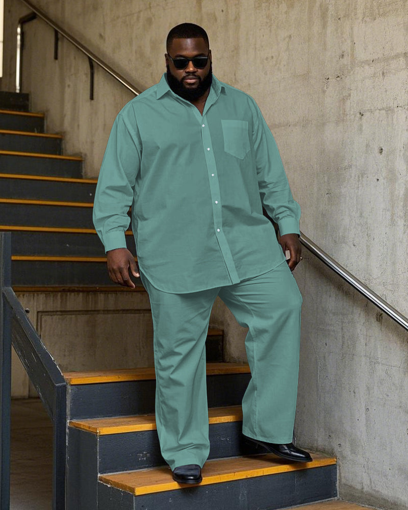 Big & Tall Solid Color T-Shirt Pants Set for big men view 12