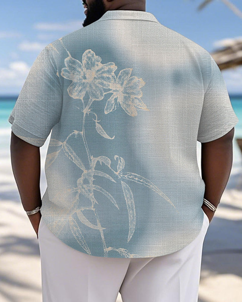 Big & Tall Blue Hawaiian Gradient Short Sleeve Shirt for big men view 2