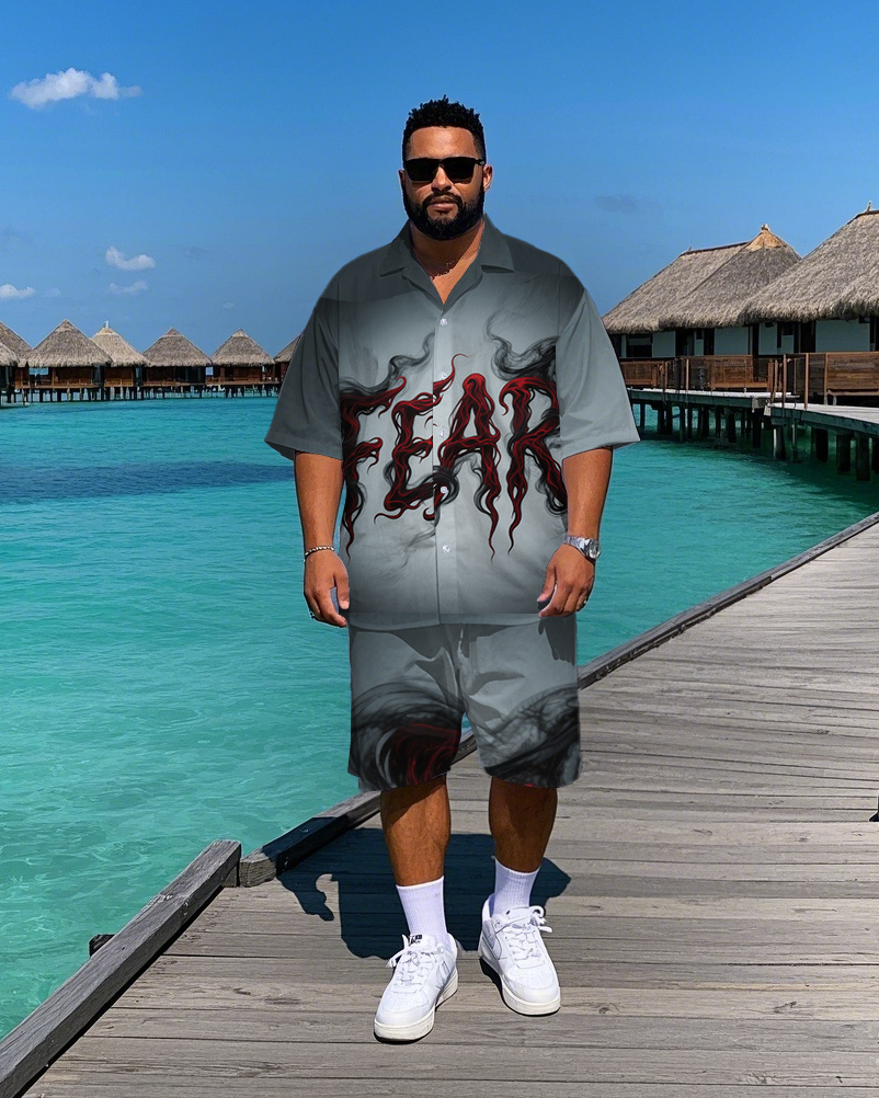 Big & Tall Geometric T-Shirt Shorts Set for big men view 2
