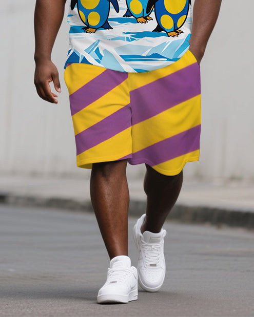 Big & Tall Striped Polo Shorts Set for big men view 3