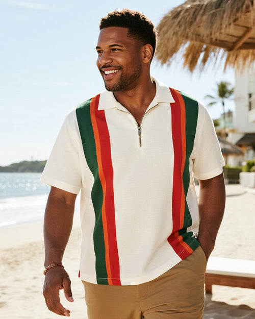 Big & Tall Red Green Colorblock Polo Shirt for big men