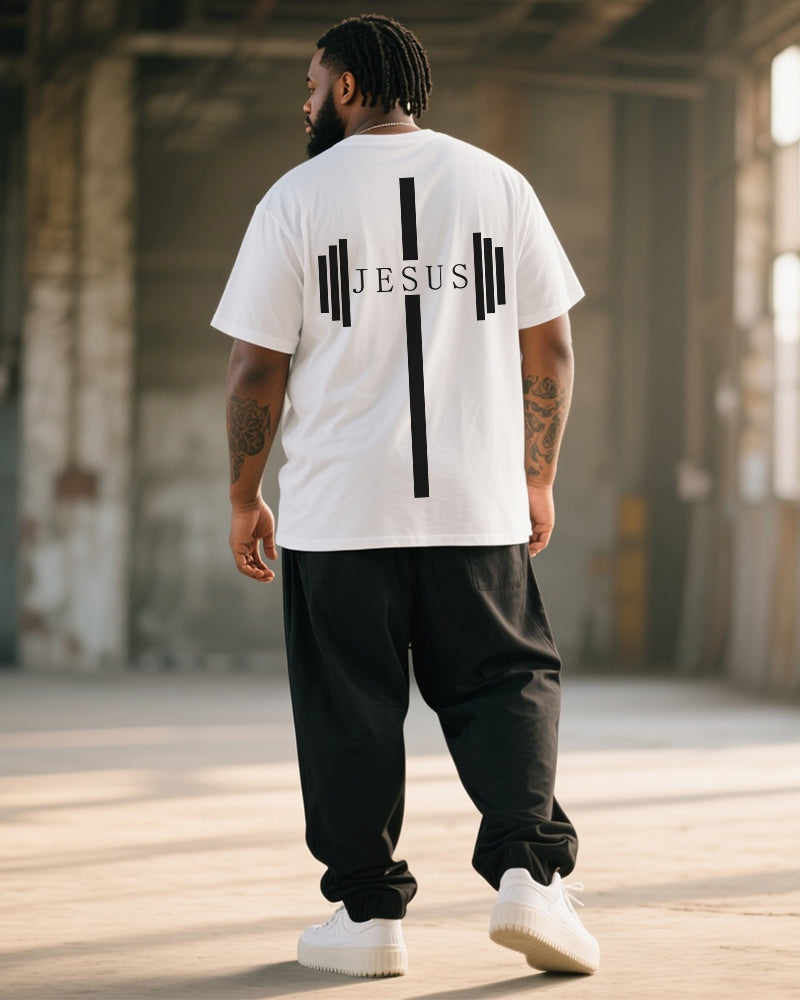 Big & Tall Striped T-Shirt Pants Set for big men view 5