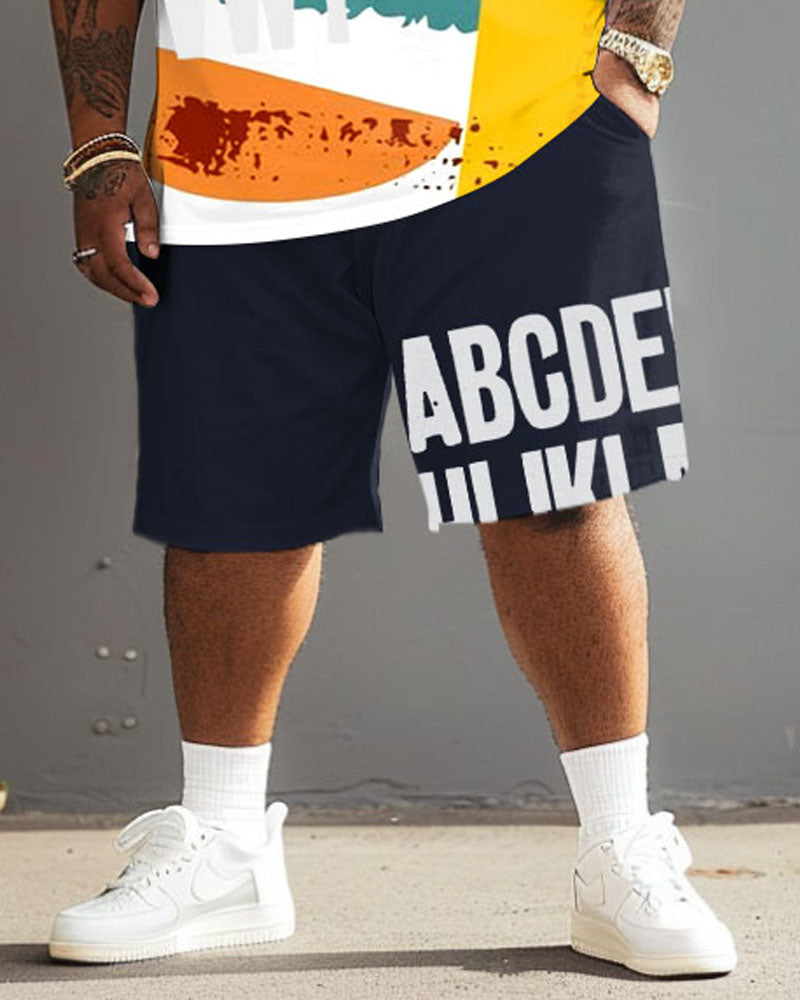 Big & Tall Graphic Graffiti Streetwear Two-piece Set for big men view 3