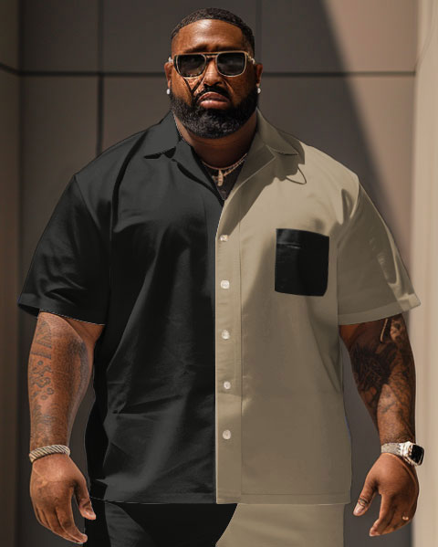 Big & Tall Colorblock T-Shirt Shorts Set for big men view 2
