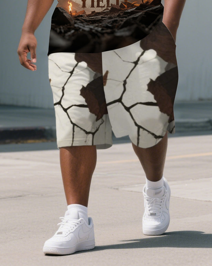 Big & Tall Graphic Graffiti Polo Shorts Set for big men view 3